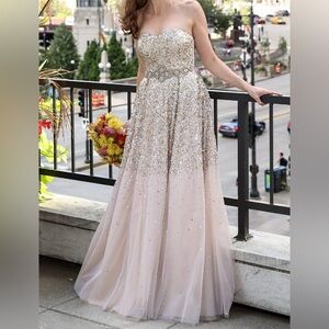 Rachel Gilbert Strapless Ombre Sequin Ball Gown